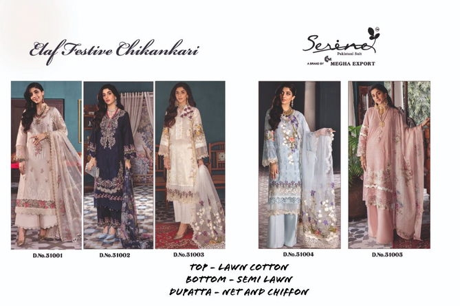 Serene Elaf Festive Chikankari Ethnic Wear Cotton Pakistani Salwar Kameez Collection